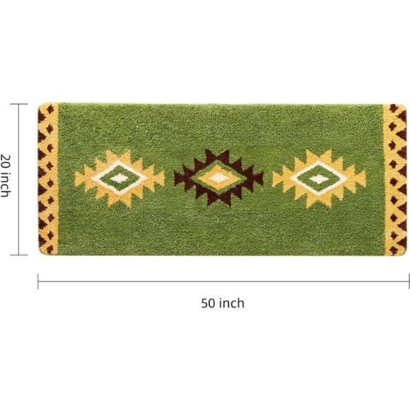 Boho Kitchen Mat & Non Slip Bath Rugs -Vintage Style 20 x 50 inches NWT - Picture 2 of 7